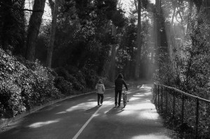 Mother and Daughter on a Morning Walk, Bournemouth, England